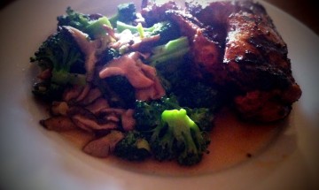 Grilled Soy-Galanga Chicken With Broccoli and Shiitakes